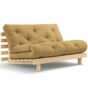 Karup design slaapbank Roots 140 naturel, futon slaapbank in Scandinavisch design, uitgeklapt als tweepersoonsbed