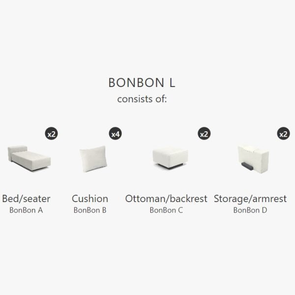 Modulaire slaapbank BonBon L Grijs - Afbeelding 2
