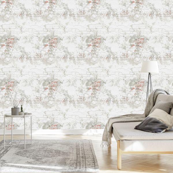 Behang Bakstenen Muur Retro - Afbeelding 3