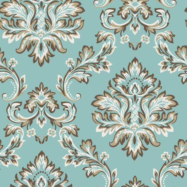 Behang Turkoois - Ornament In De Barokstijl - Afbeelding 2