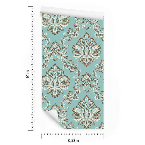 Behang Turkoois - Ornament In De Barokstijl - Afbeelding 8