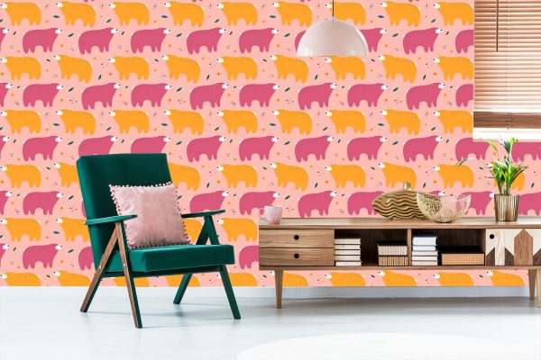 Behang Voor Kinderen - Kleurrijke Teddyberen - Scandinavische Stijl - Afbeelding 6