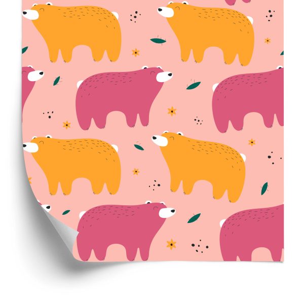 Behang Voor Kinderen - Kleurrijke Teddyberen - Scandinavische Stijl