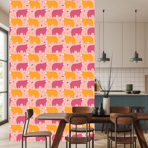 Behang Voor Kinderen - Kleurrijke Teddyberen - Scandinavische Stijl - Afbeelding 4