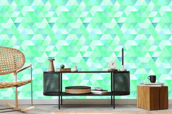 Behang Turkooise Driehoeken In Vintage Stijl - Afbeelding 5