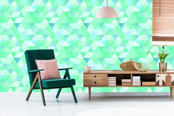 Behang Turkooise Driehoeken In Vintage Stijl - Afbeelding 6