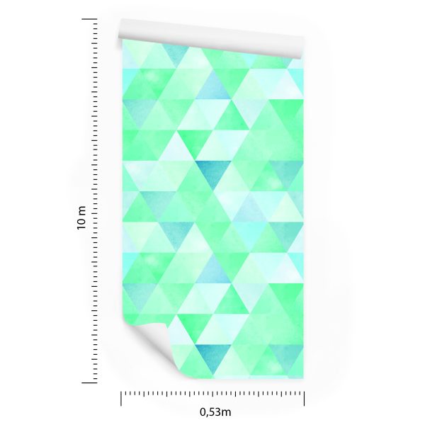 Behang Turkooise Driehoeken In Vintage Stijl - Afbeelding 8