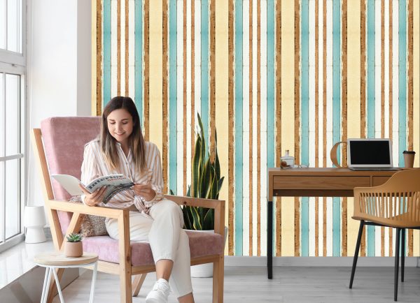 Behang Kleurrijke Houten Planken - Afbeelding 7