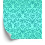 Behang Mooie Turquoise Bloem Ornamenten