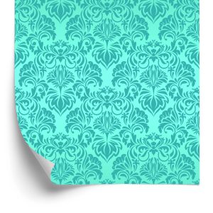 Behang Mooie Turquoise Bloem Ornamenten
