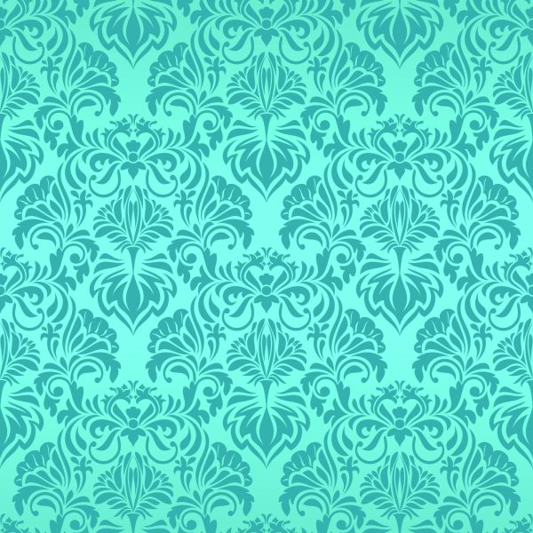 Behang Mooie Turquoise Bloem Ornamenten - Afbeelding 2