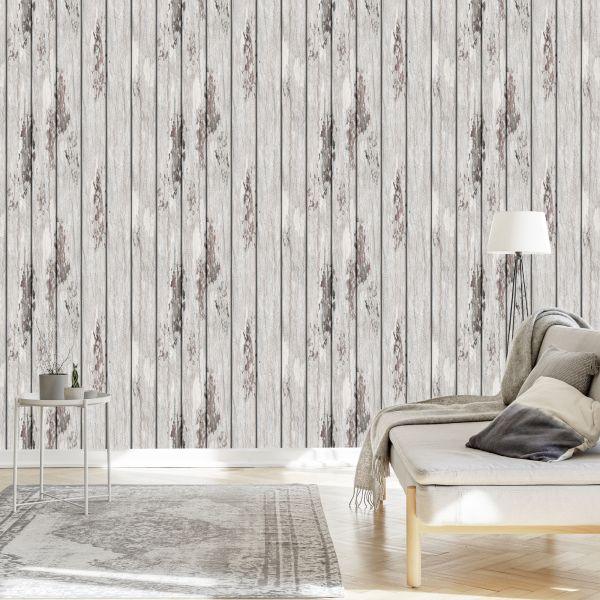 Behang Houten Planken In Scandinavische Stijl - Afbeelding 3