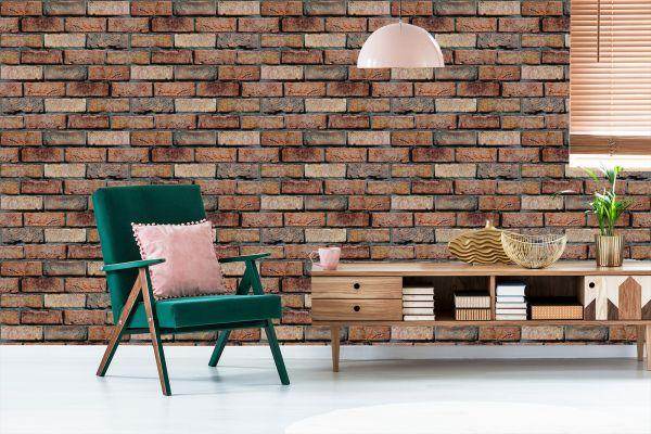 Behang Modern 3D-Ornament Met Baksteeneffect Voor Woonkamer - Afbeelding 6