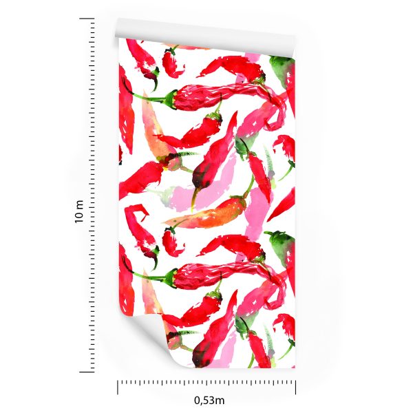 Behang Voor In De Keuken - Chilipepers Beschilderd Met Waterverf - Afbeelding 8