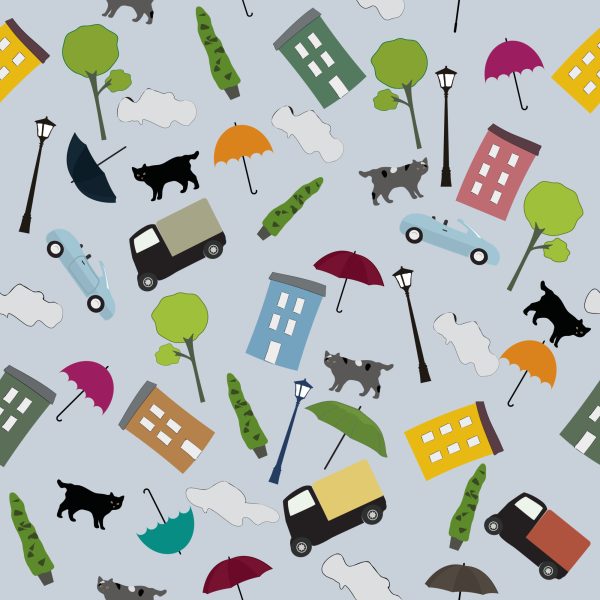 Behang Voor Kinderen - Wolken, Kattenbomen - Afbeelding 2