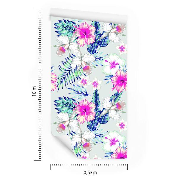 Behang Exotische Bloemen En Bladeren - Afbeelding 8