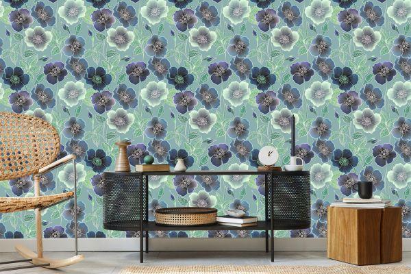 Behang Prachtige Bloemen In Vintage Stijl - Afbeelding 5