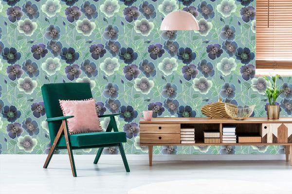 Behang Prachtige Bloemen In Vintage Stijl - Afbeelding 6