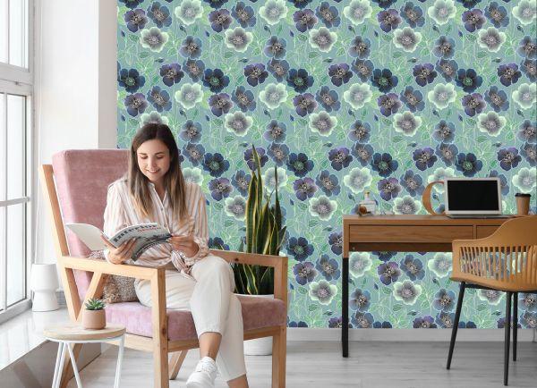 Behang Prachtige Bloemen In Vintage Stijl - Afbeelding 7