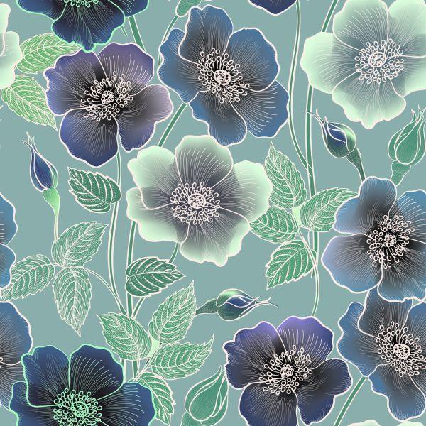 Behang Prachtige Bloemen In Vintage Stijl - Afbeelding 2