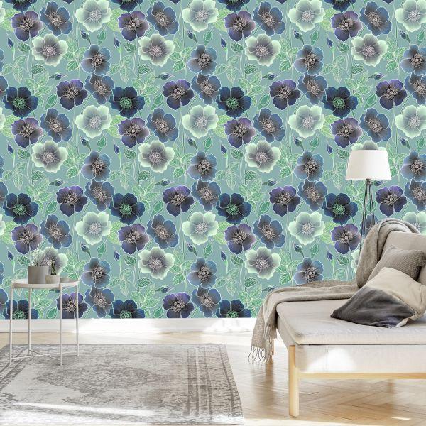 Behang Prachtige Bloemen In Vintage Stijl - Afbeelding 3