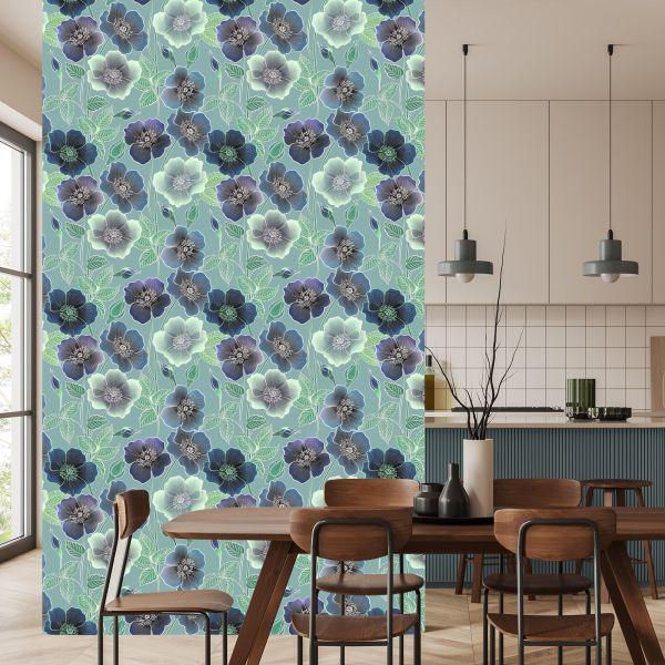 Behang Prachtige Bloemen In Vintage Stijl - Afbeelding 4