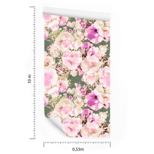 Behang Kleurrijke Bloemen - Vintage Aquarel - Afbeelding 8