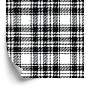 Behang Zwart-Witte Schotse Plaid