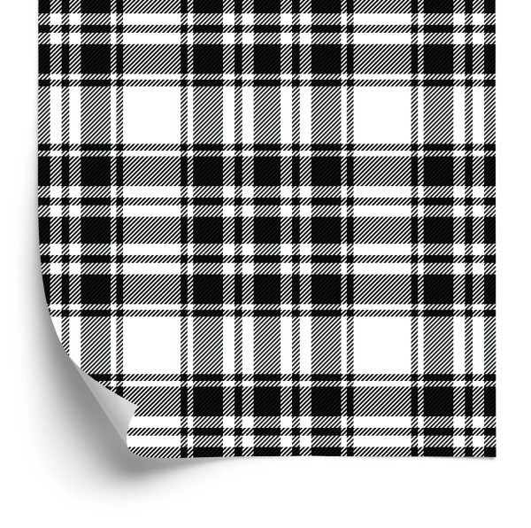 Behang Zwart-Witte Schotse Plaid