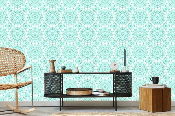 Behang Prachtige Turkooizen Mandala - Afbeelding 5