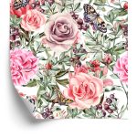Behang Kleurrijke Aquarelrozen En Pioenrozen