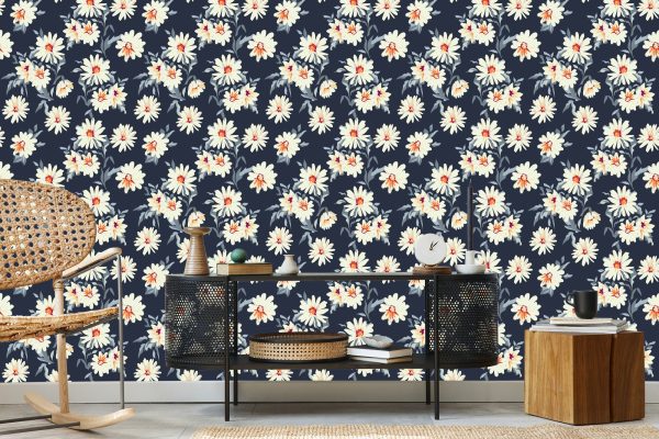 Behang Bloemen - Geschilderde Madeliefjes - Afbeelding 5