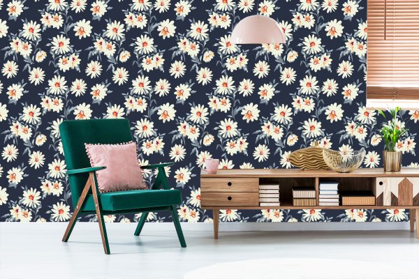 Behang Bloemen - Geschilderde Madeliefjes - Afbeelding 6