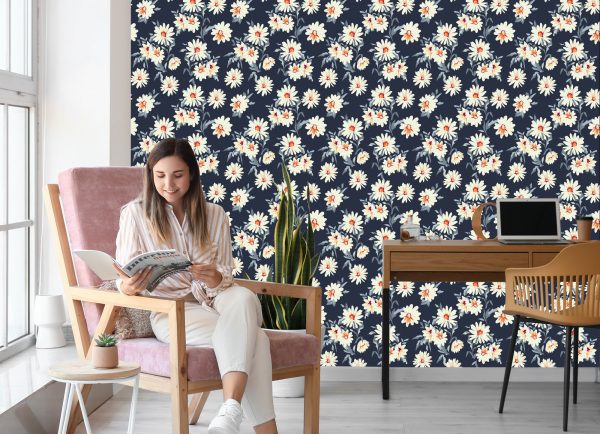 Behang Bloemen - Geschilderde Madeliefjes - Afbeelding 7