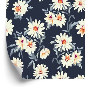 Behang Bloemen - Geschilderde Madeliefjes
