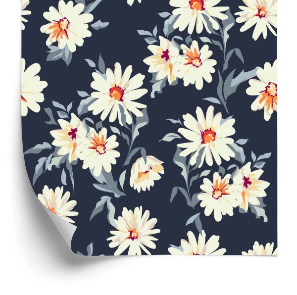 Behang Bloemen - Geschilderde Madeliefjes