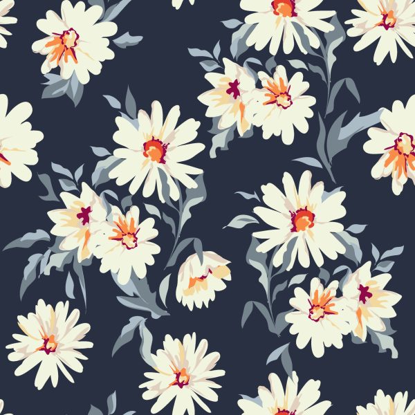 Behang Bloemen - Geschilderde Madeliefjes - Afbeelding 2