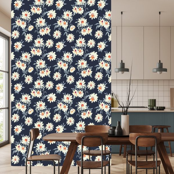 Behang Bloemen - Geschilderde Madeliefjes - Afbeelding 4