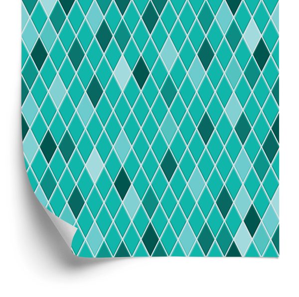 Behang Moderne Turquoise Diamanten
