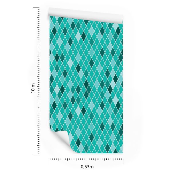 Behang Moderne Turquoise Diamanten - Afbeelding 8