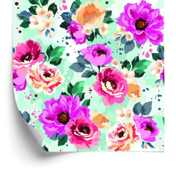 Behang Prachtige Bloemen Geschilderd Met Waterverf
