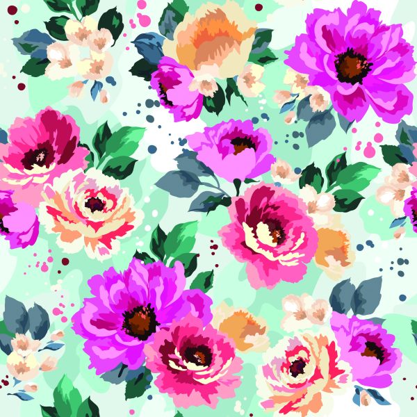 Behang Prachtige Bloemen Geschilderd Met Waterverf - Afbeelding 2