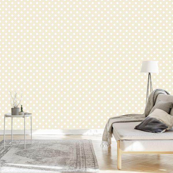 Behang Witte Stippen In Retrostijl - Afbeelding 3