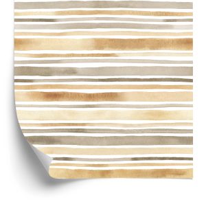 Behang Horizontale Strepen - Aquarel