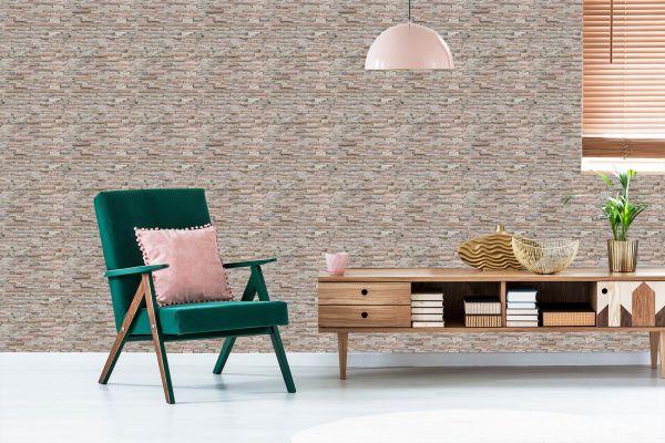 Behang Oude Bakstenen Muurplaten Met 3D-Effect - Afbeelding 6
