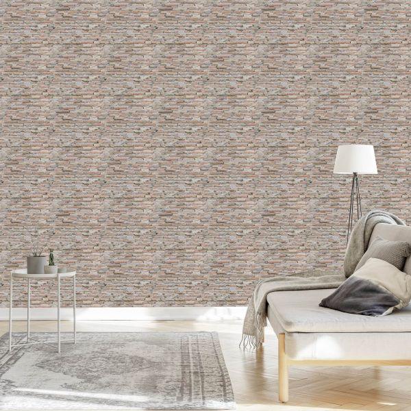 Behang Oude Bakstenen Muurplaten Met 3D-Effect - Afbeelding 3