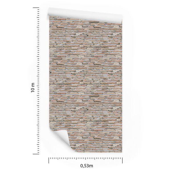 Behang Oude Bakstenen Muurplaten Met 3D-Effect - Afbeelding 8