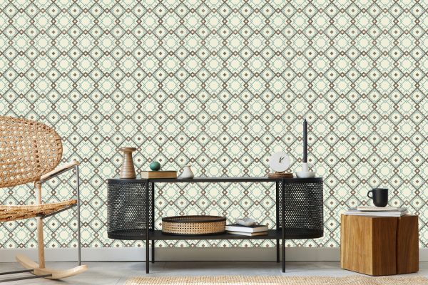 Behang Geometrisch Patroon In Retrostijl - Afbeelding 5