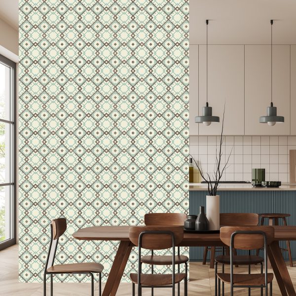 Behang Geometrisch Patroon In Retrostijl - Afbeelding 4