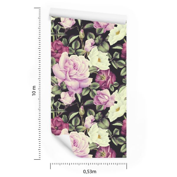 Behang Kleurrijke Rozen - Vintage Aquarel - Afbeelding 8